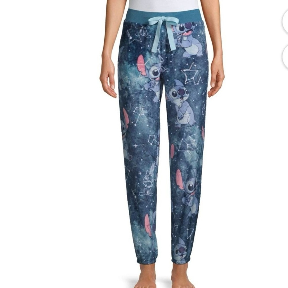 Disney Unisex Liko & Stitch Superminkey galaxy fleece pajama bottoms
